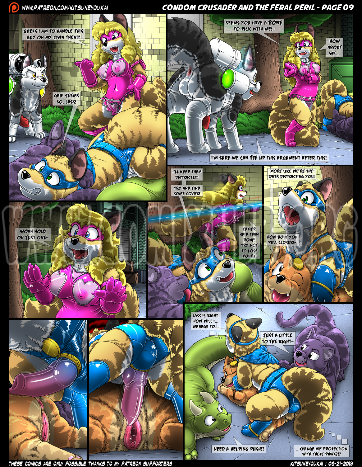 Condom Crusader and the Feral Peril porn comics Straight, Furry, Latex, X-Ray