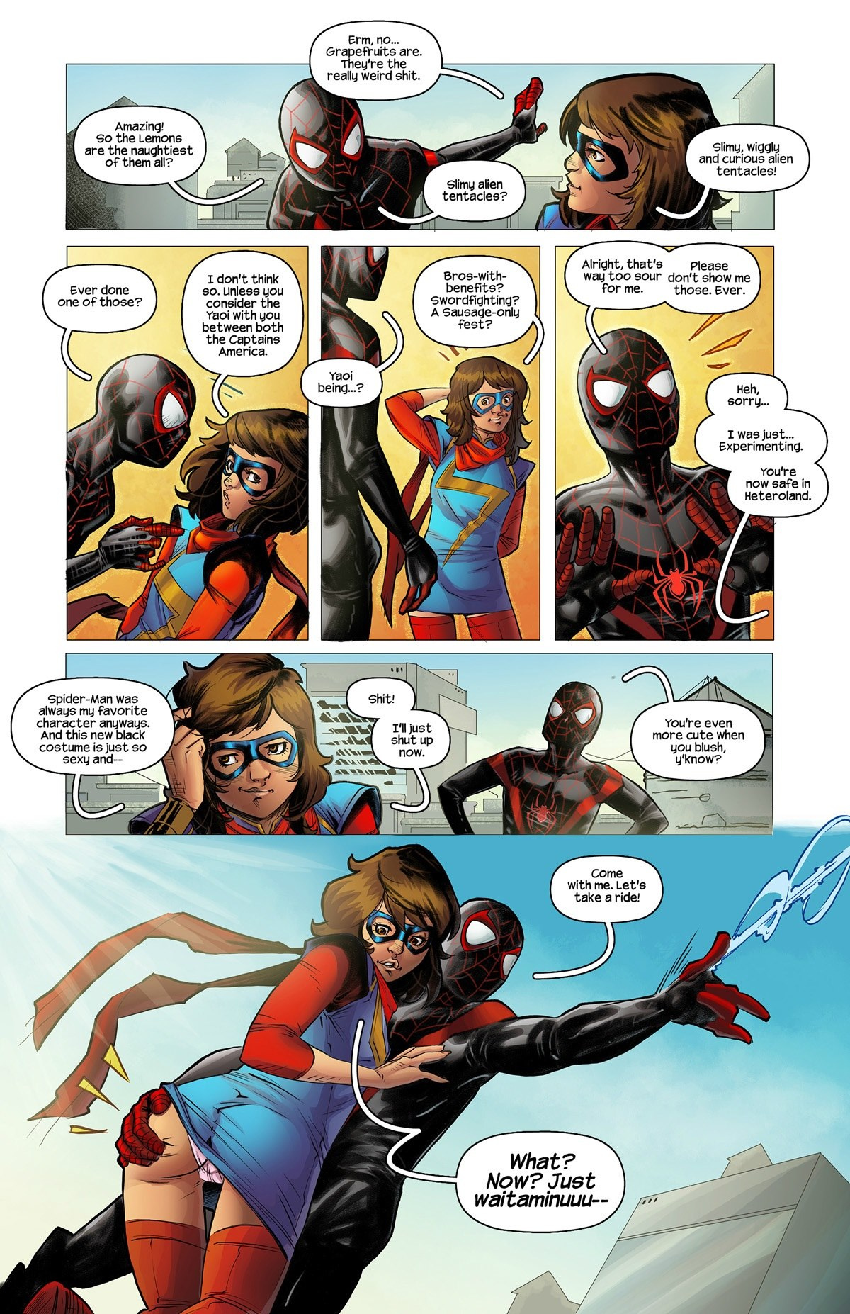 Miss Marvel Spider-Man porn comics Oral sex, Anal Sex, Double Penetration, Group Sex, Stockings