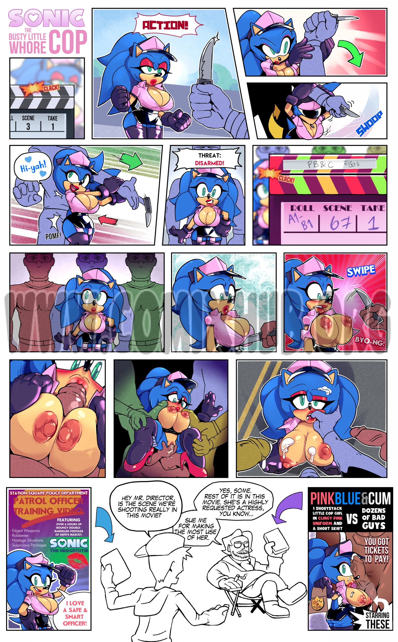 Sonic The Whore Cop porn comics Oral sex, Anal Sex, Big Tits, Blowjob, Creampie, Rule 63, Sex Toys, Titfuck