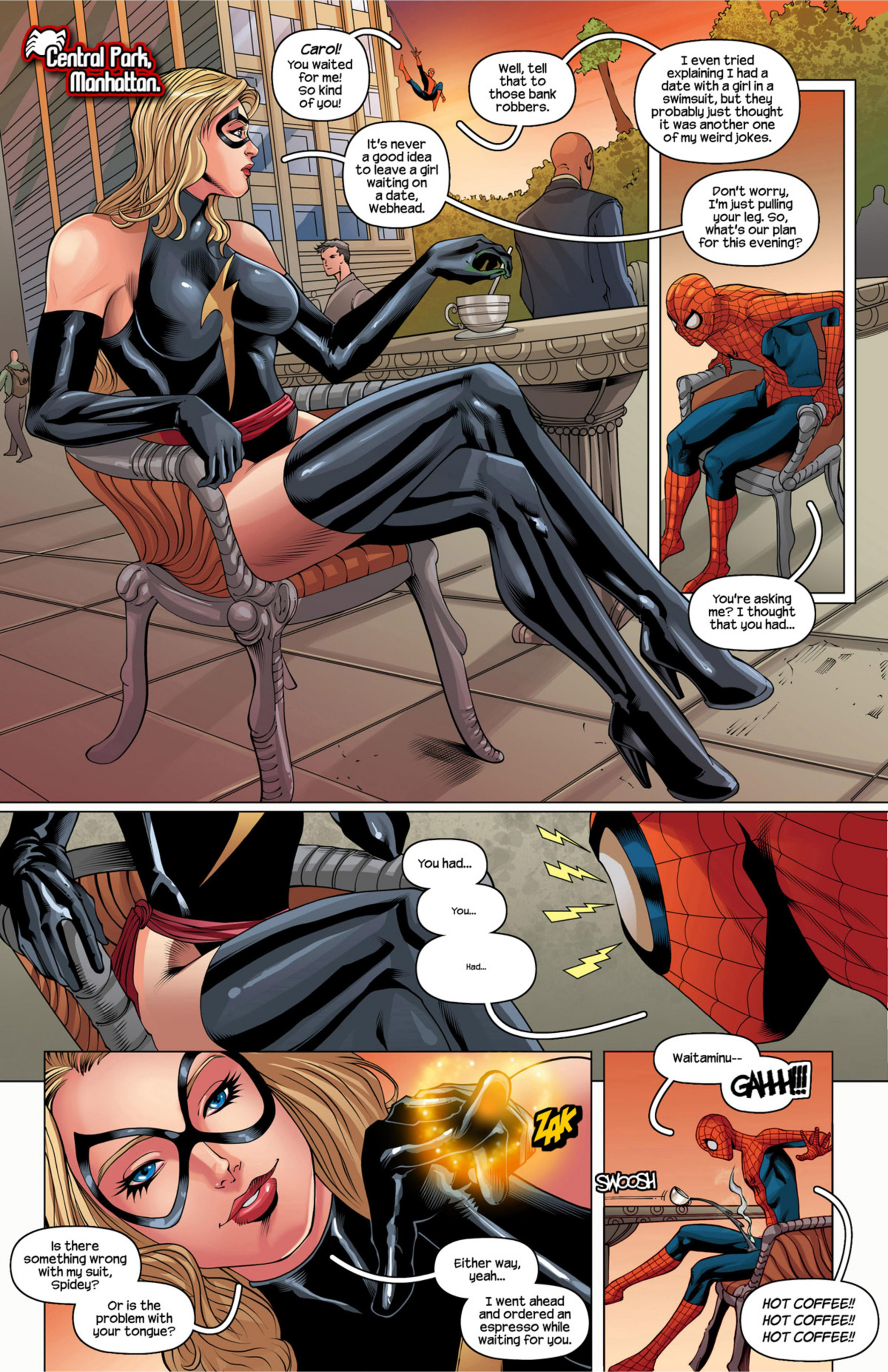 The Amazing Spiderman & Ms. Marvel porn comics Oral sex, Stockings