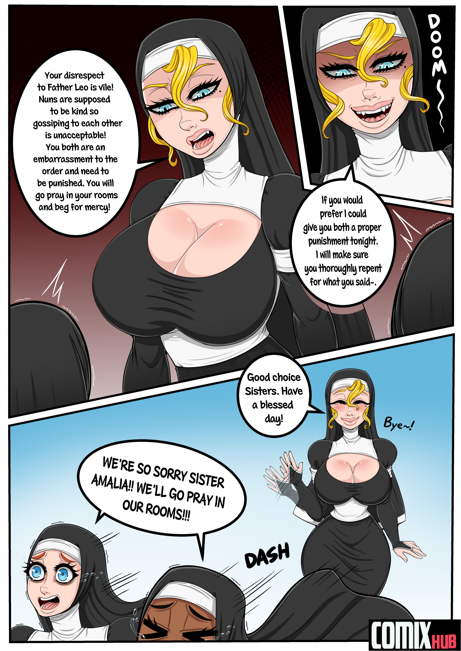 The Nun and Her Priest Straight, Big Tits, Blowjob, Cum Swallow, Femdom, Monster Girls, Titfuck, X-Ray
